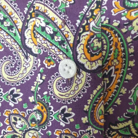 Cinch Mens Western L Button-Down Purple Green Gold Paisley Long-Sleeve Shirt - Picture 4 of 7